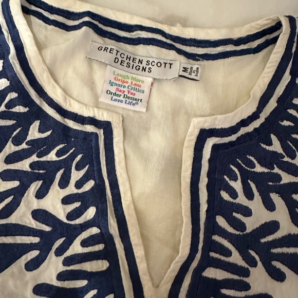 Gretchen Scott Reef Tunic- White and Navy -size medium - Picture 4 of 5